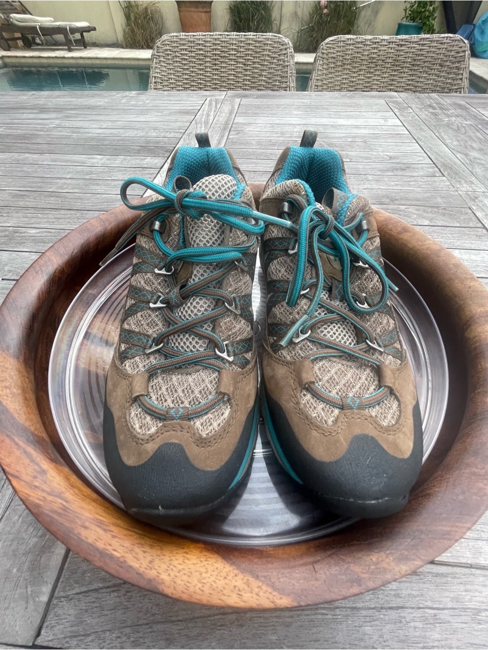 Merrell Brown Trail Shoes with Teal Accents